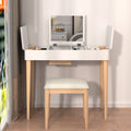 Vanity Table With Solid Wood Legs And Flip Up High Definition Mirror White Drawer 1 Drawer Pine White Solid Wood Mdf