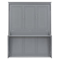Queen Size Murphy Bed With A Shelf, Gray Box Spring Not Required Queen Gray Wood Bedroom Murphy Solid Wood Mdf