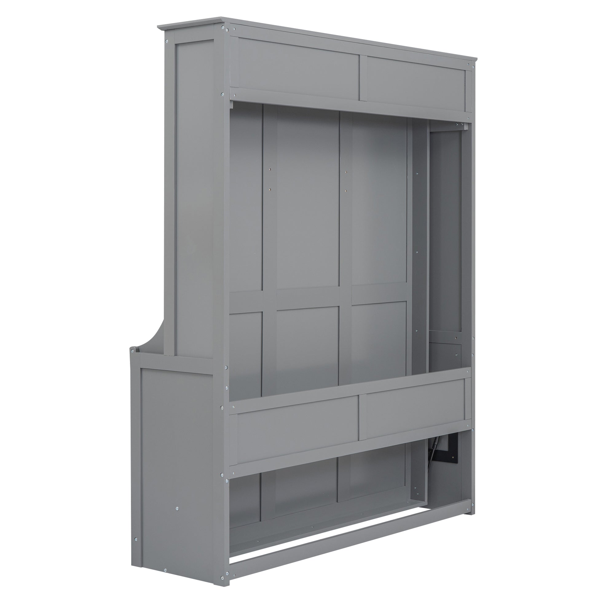 Queen Size Murphy Bed With A Shelf, Gray Box Spring Not Required Queen Gray Wood Bedroom Murphy Solid Wood Mdf