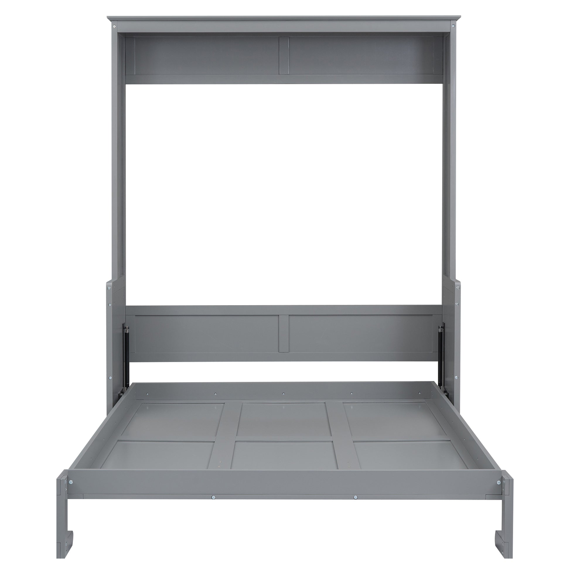Queen Size Murphy Bed With A Shelf, Gray Box Spring Not Required Queen Gray Wood Bedroom Murphy Solid Wood Mdf