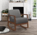 1Pc Rocker Accent Chair Modern Living Room Plush Cushion Gray Soft Upholstery Hardwood Frame Elegant Style Comfort Relax Gray Primary Living Space Modern Solid Wood