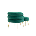 Coolmore Upholstered Velvet Barrel Accent Chair With Ottoman,Accent Comfy Lounge Arm Chair And Folding Footrest Stool Set,Single Sofa Armchair With Lounge Seat For Bedroom,Office Green Green Foam Velvet