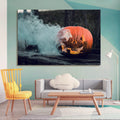 Drop Ping Framed Canvas Wall Art Decor Painting For Halloween, Skeleton With Jack O Lanterns Painting For Halloween Gift, Decoration For Halloween Living Room, Bedroom Decor Ready To Hang Rectangle
