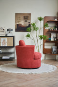 Swivel Barrel Chair, Comfy Round Accent Sofa Chair For Living Room, 360 Degree Swivel Barrel Club Chair, Leisure Arm Chair For Nursery, Hotel, Bedroom, Office, Lounge Brick Red Brick Red Primary Living Space Modern Foam Polyester