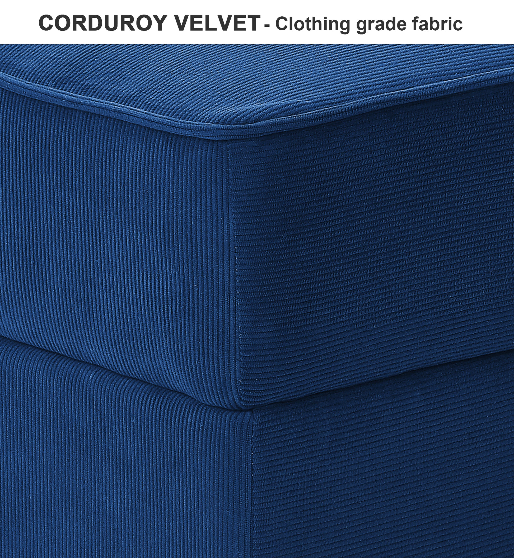 Arm Single Seat Of Module Sofa, Navy Blue Corduroy Velvet, Spring Pack Cushions Dark Gray Corduroy
