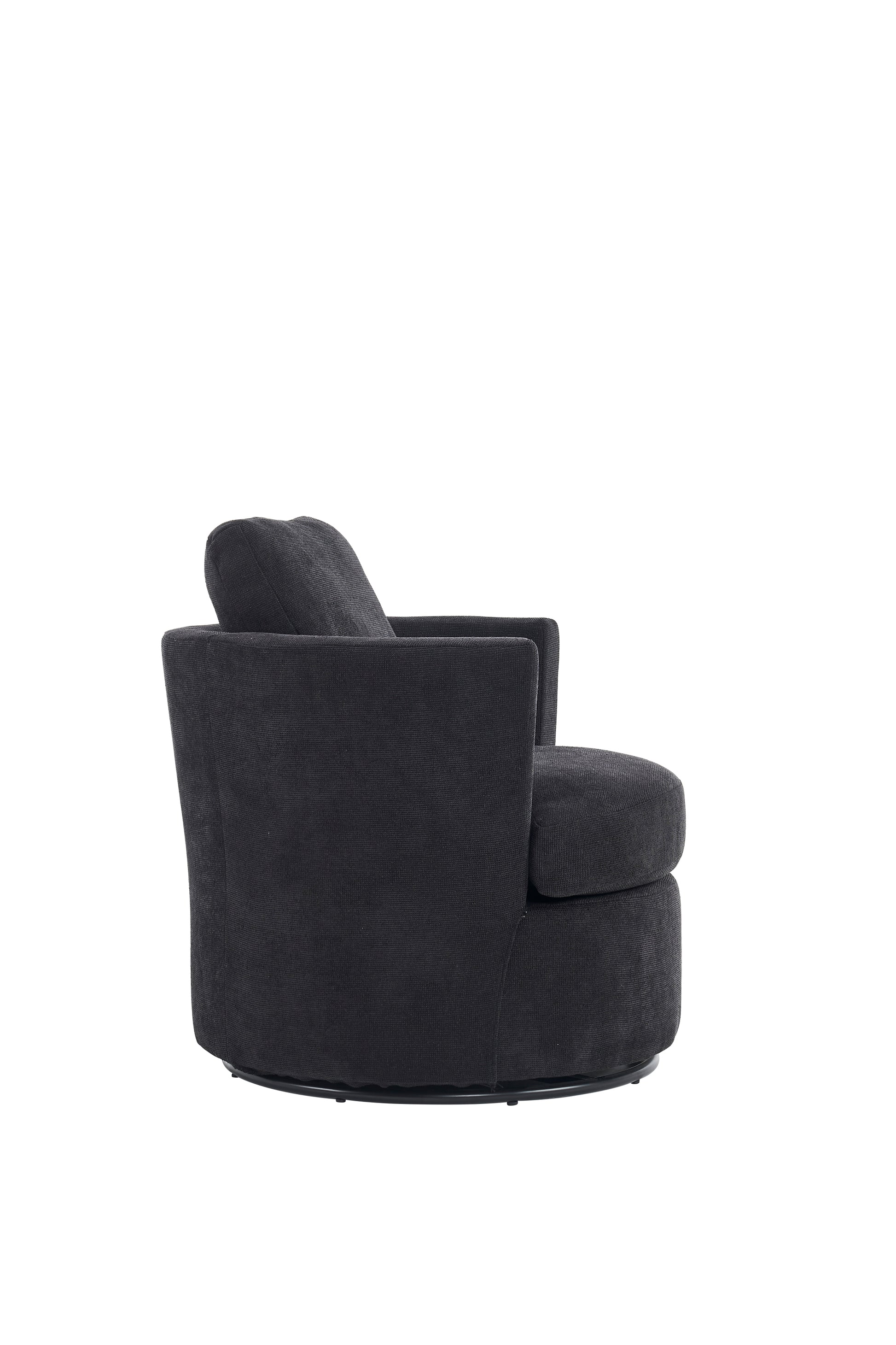 Swivel Barrel Chair, Comfy Round Accent Sofa Chair For Living Room, 360 Degree Swivel Barrel Club Chair, Leisure Arm Chair For Nursery, Hotel, Bedroom, Office, Lounge Black Black Primary Living Space Modern Foam Polyester