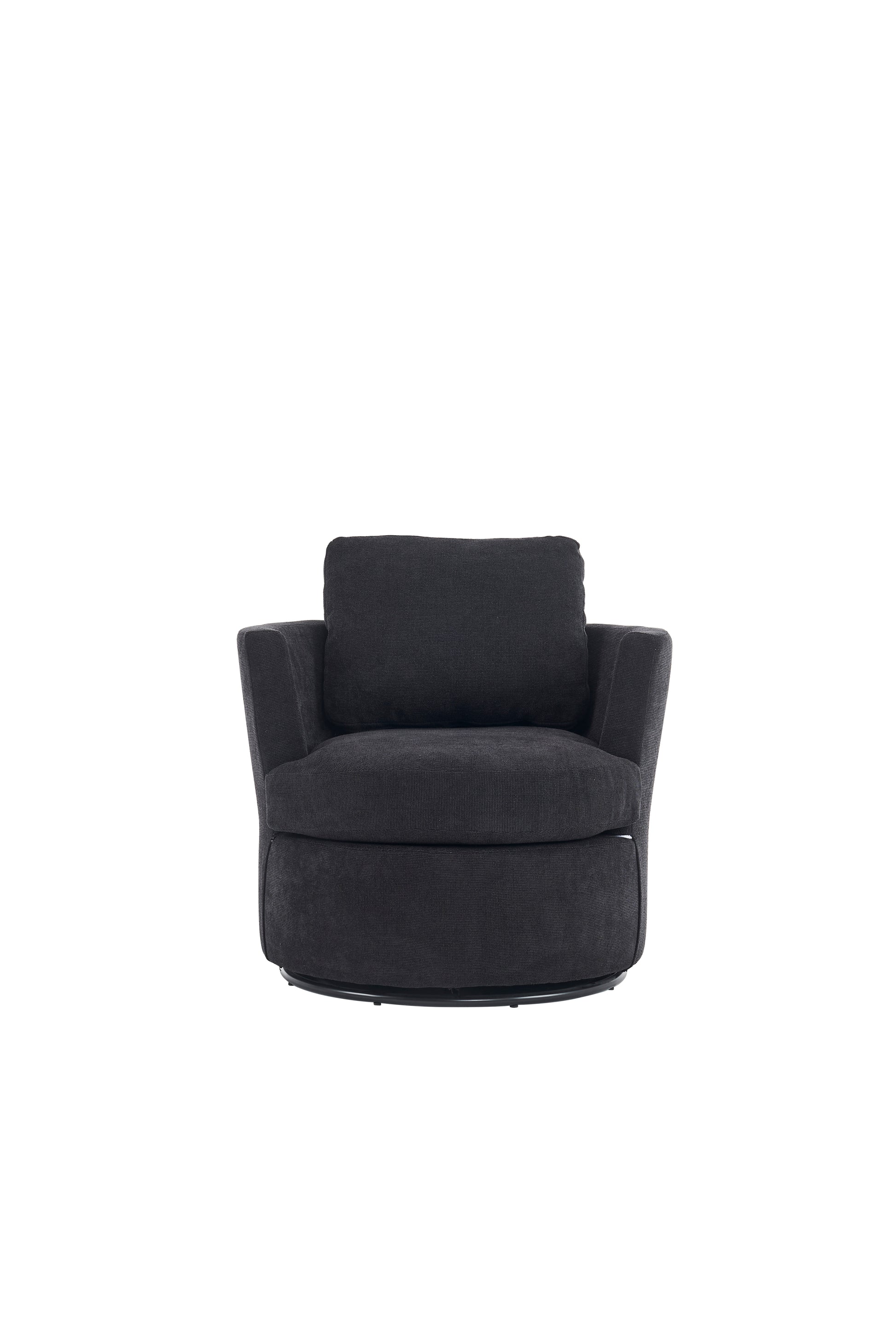 Swivel Barrel Chair, Comfy Round Accent Sofa Chair For Living Room, 360 Degree Swivel Barrel Club Chair, Leisure Arm Chair For Nursery, Hotel, Bedroom, Office, Lounge Black Black Primary Living Space Modern Foam Polyester