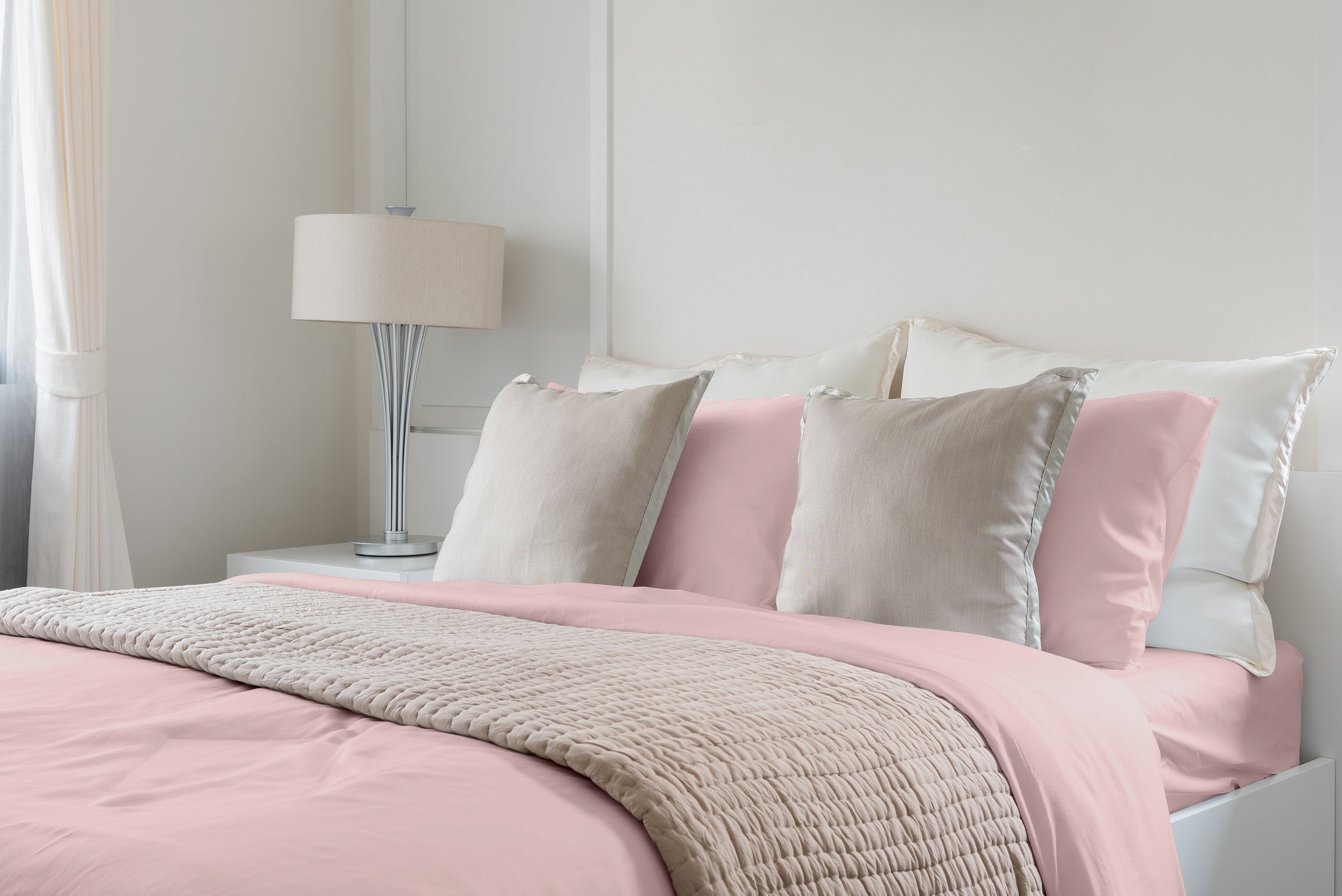 Luxuriously Soft 100% Viscose Derived From Bamboo 4 Piece Sheet Setoeko Tex Certified, Queen Pale Rose Rose Bamboo