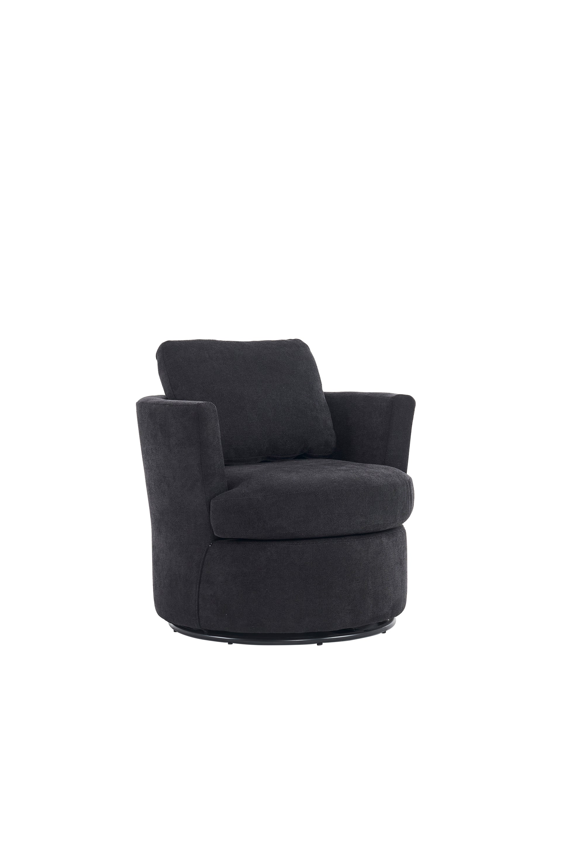 Swivel Barrel Chair, Comfy Round Accent Sofa Chair For Living Room, 360 Degree Swivel Barrel Club Chair, Leisure Arm Chair For Nursery, Hotel, Bedroom, Office, Lounge Black Black Primary Living Space Modern Foam Polyester