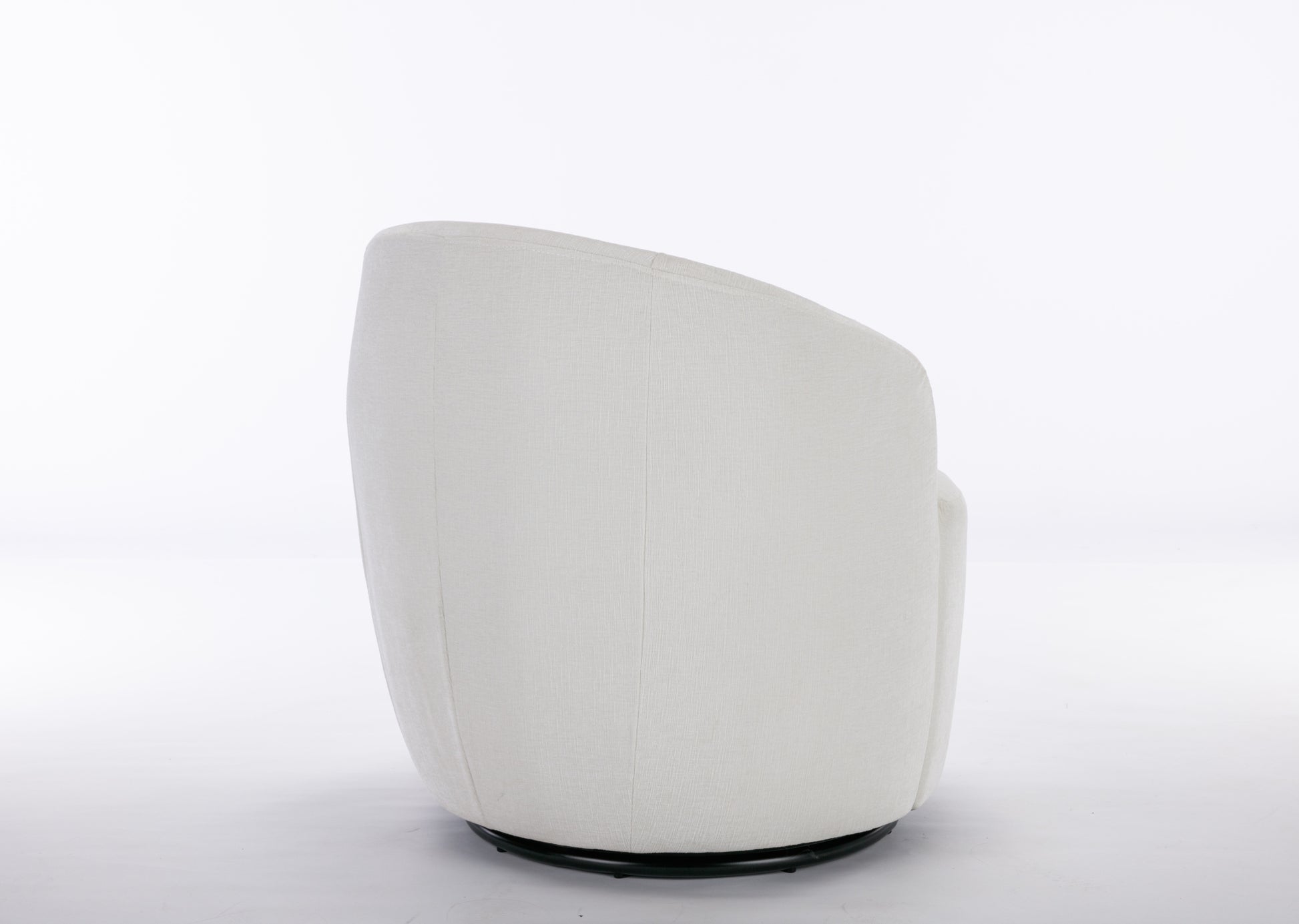 Chenille Fabric Swivel Accent Armchair Barrel Chair With Black Powder Coating Metal Ring,Ivory Ivory Foam Chenille