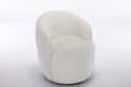 Chenille Fabric Swivel Accent Armchair Barrel Chair With Black Powder Coating Metal Ring,Ivory Ivory Foam Chenille