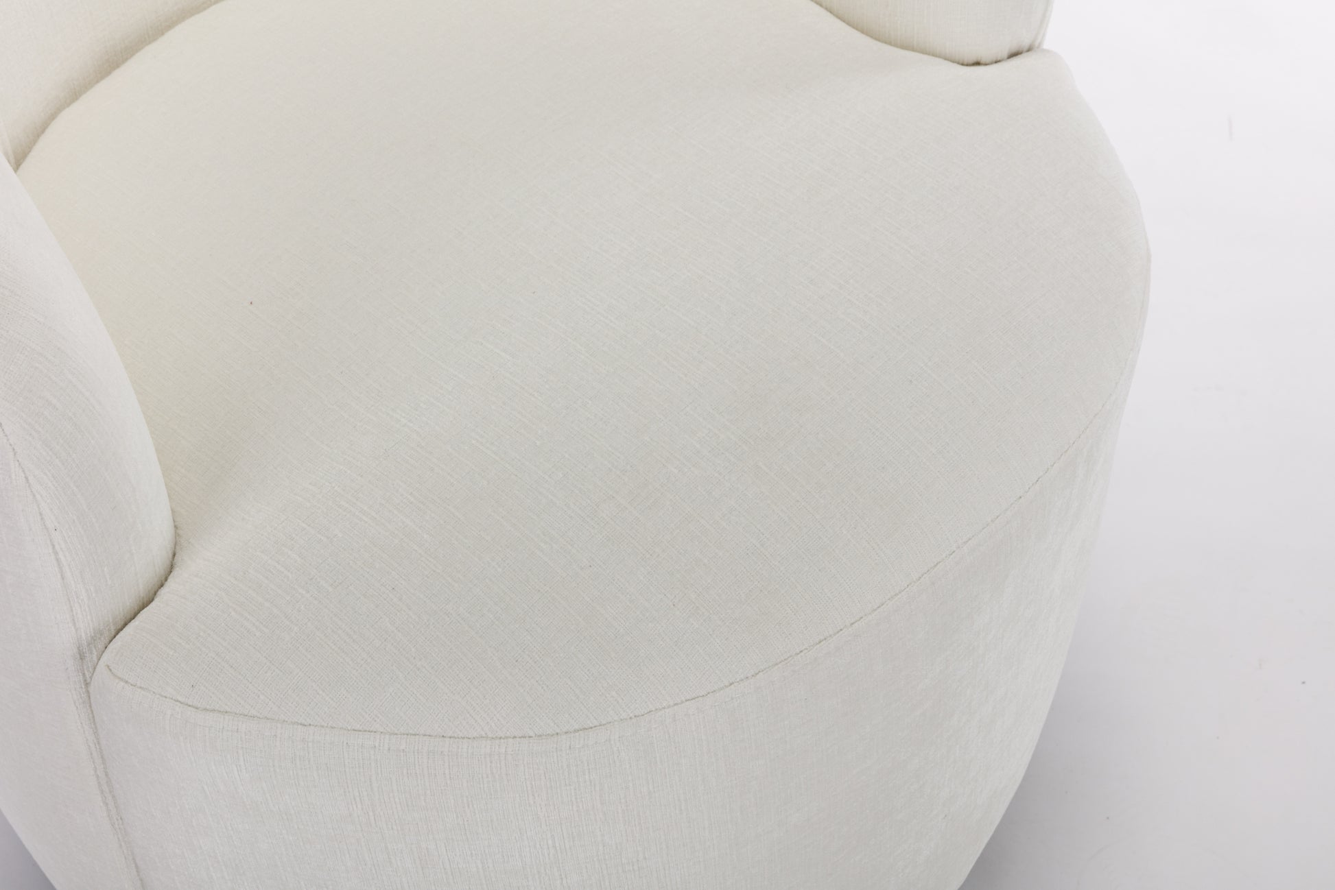 Chenille Fabric Swivel Accent Armchair Barrel Chair With Black Powder Coating Metal Ring,Ivory Ivory Foam Chenille