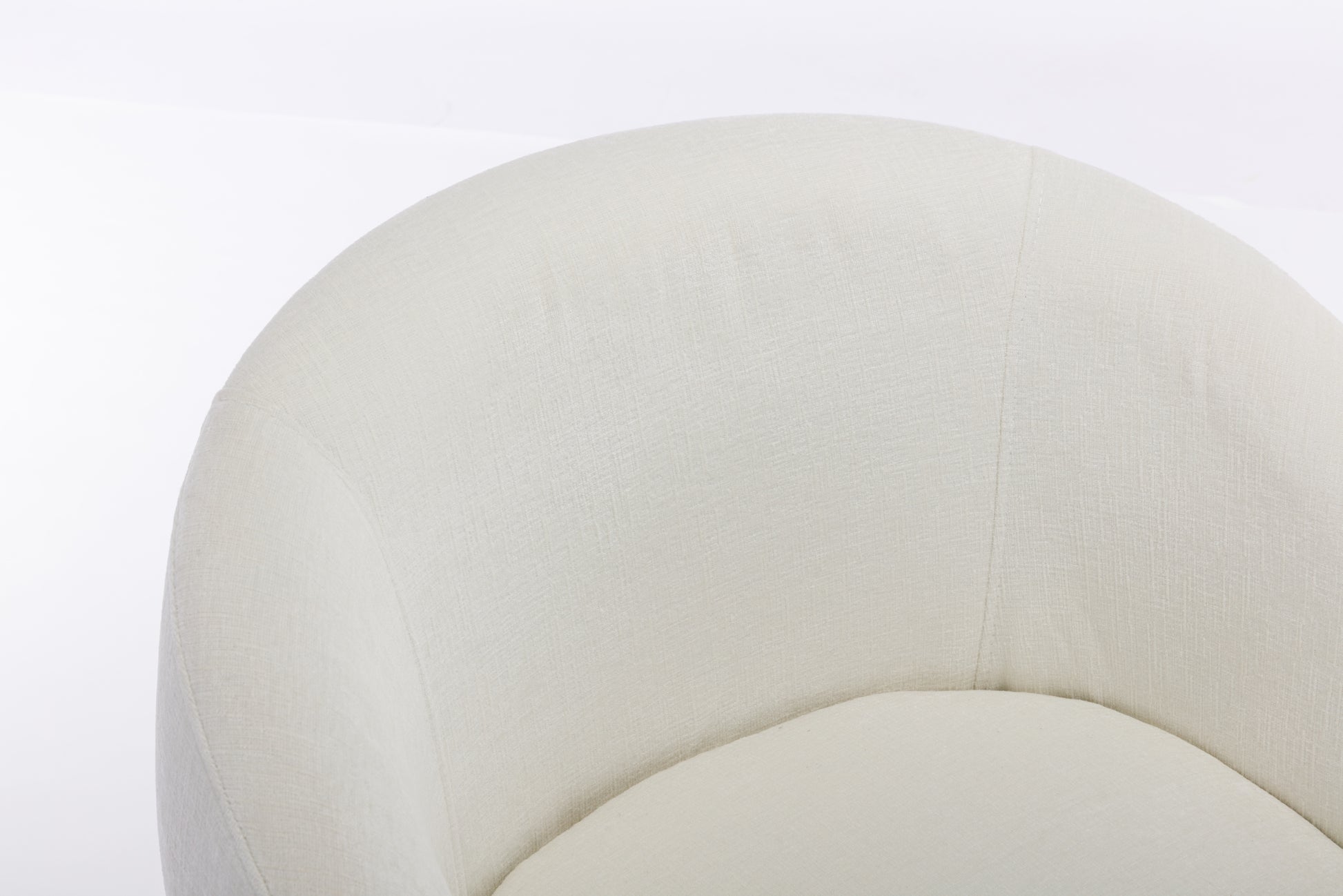 Chenille Fabric Swivel Accent Armchair Barrel Chair With Black Powder Coating Metal Ring,Ivory Ivory Foam Chenille