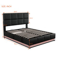 Full Size Tufted Upholstered Platform Bed With Hydraulic Storage System,Pu Storage Bed With Led Lights And Usb Charger, Black Black Pu