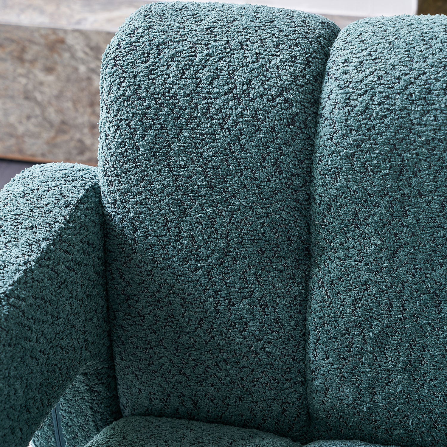 31.10" Wide Boucle Upholstered Accent Chair Green Primary Living Space Modern Fiber Foam And Polyester Fiber Pad Boucle