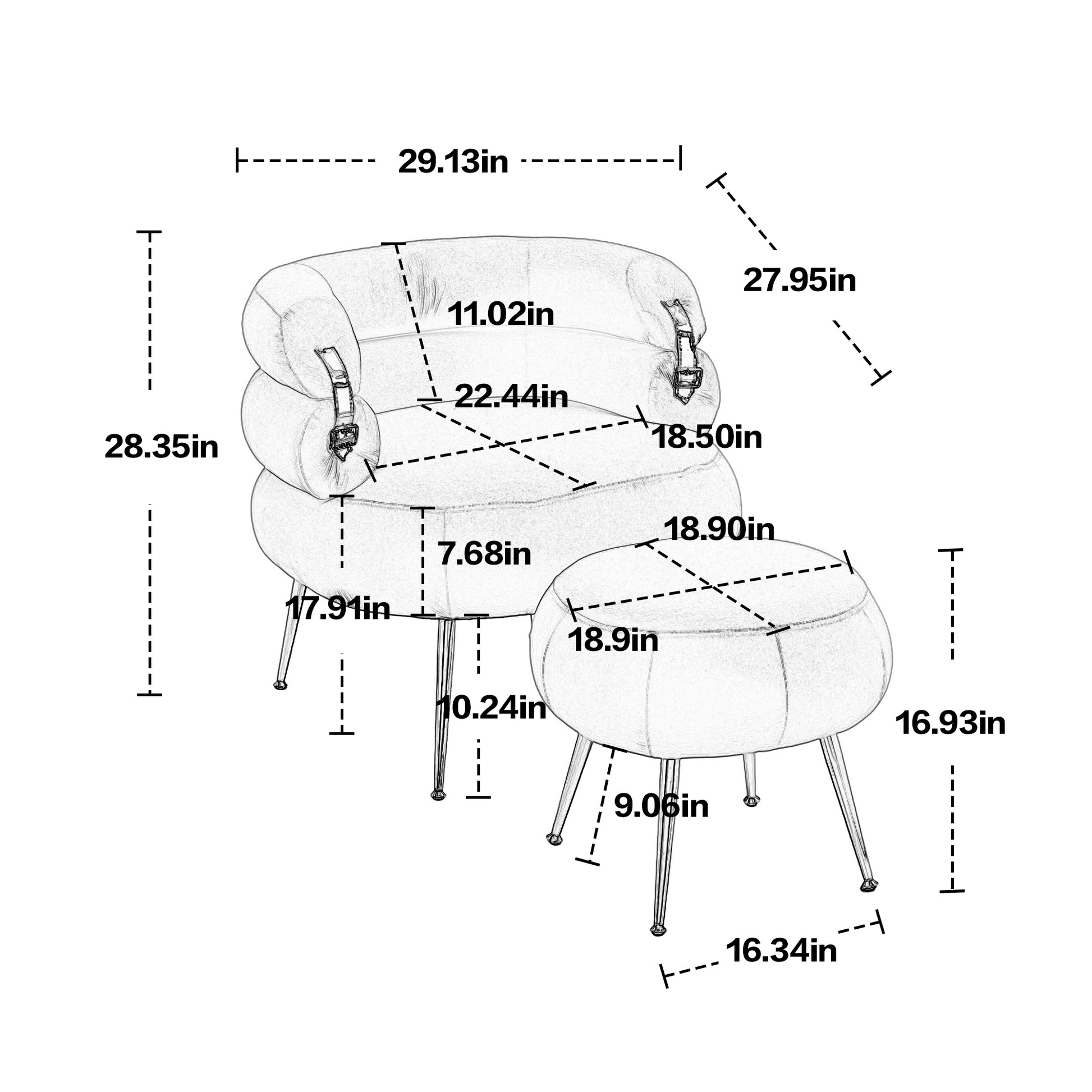 Coolmore Upholstered Velvet Barrel Accent Chair With Ottoman,Accent Comfy Lounge Arm Chair And Folding Footrest Stool Set,Single Sofa Armchair With Lounge Seat For Bedroom,Office Green Green Foam Velvet