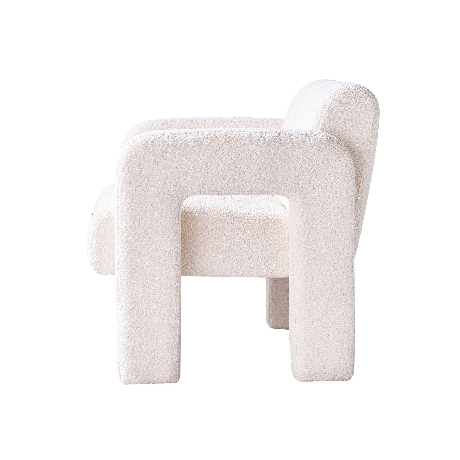 31.10" Wide Boucle Upholstered Accent Chair Beige Primary Living Space Modern Fiber Foam And Polyester Fiber Pad Boucle