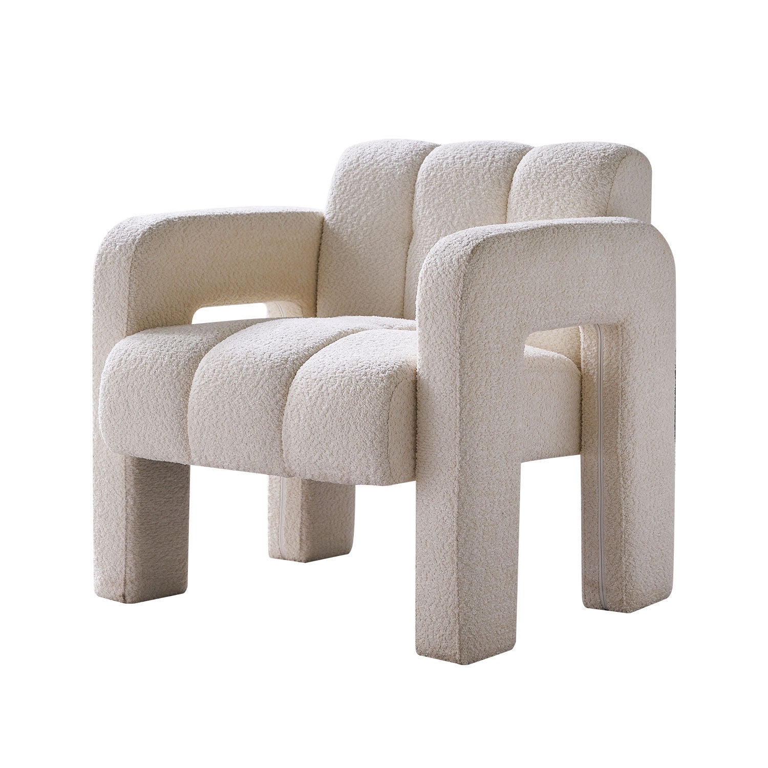 31.10" Wide Boucle Upholstered Accent Chair Beige Primary Living Space Modern Fiber Foam And Polyester Fiber Pad Boucle