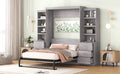 Full Size Murphy Bed With Storage Shelves And Drawers, Gray Box Spring Not Required Full Gray Murphy Solid Wood Mdf