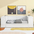 Twin Size Daybed With Storage Arms, Trundle And Charging Station, White Box Spring Not Required Twin White Wood Daybeds Solid Wood Mdf