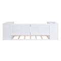 Twin Size Daybed With Storage Arms, Trundle And Charging Station, White Box Spring Not Required Twin White Wood Daybeds Solid Wood Mdf