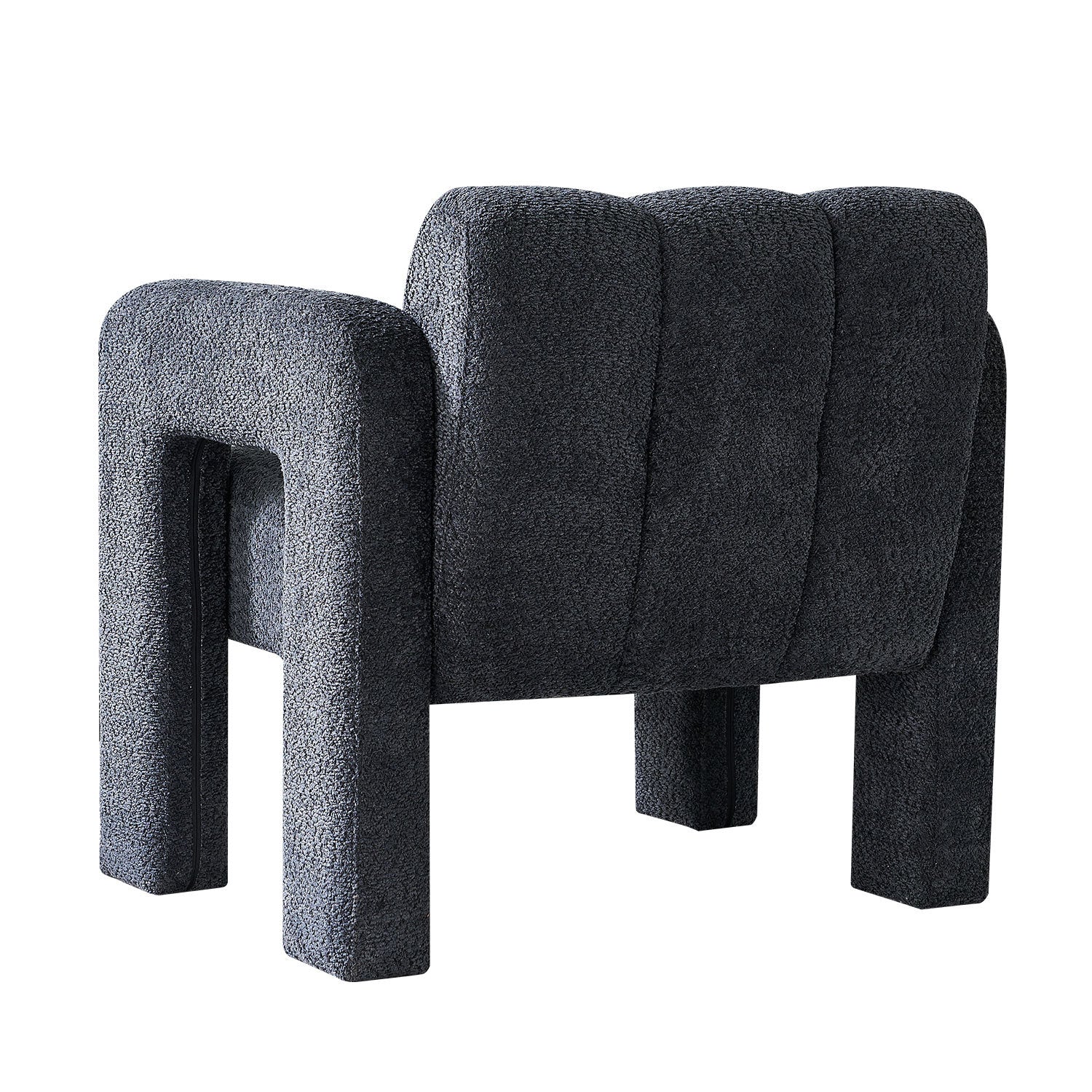 31.10" Wide Boucle Upholstered Accent Chair Dark Grey Primary Living Space Modern Fiber Foam And Polyester Fiber Pad Boucle