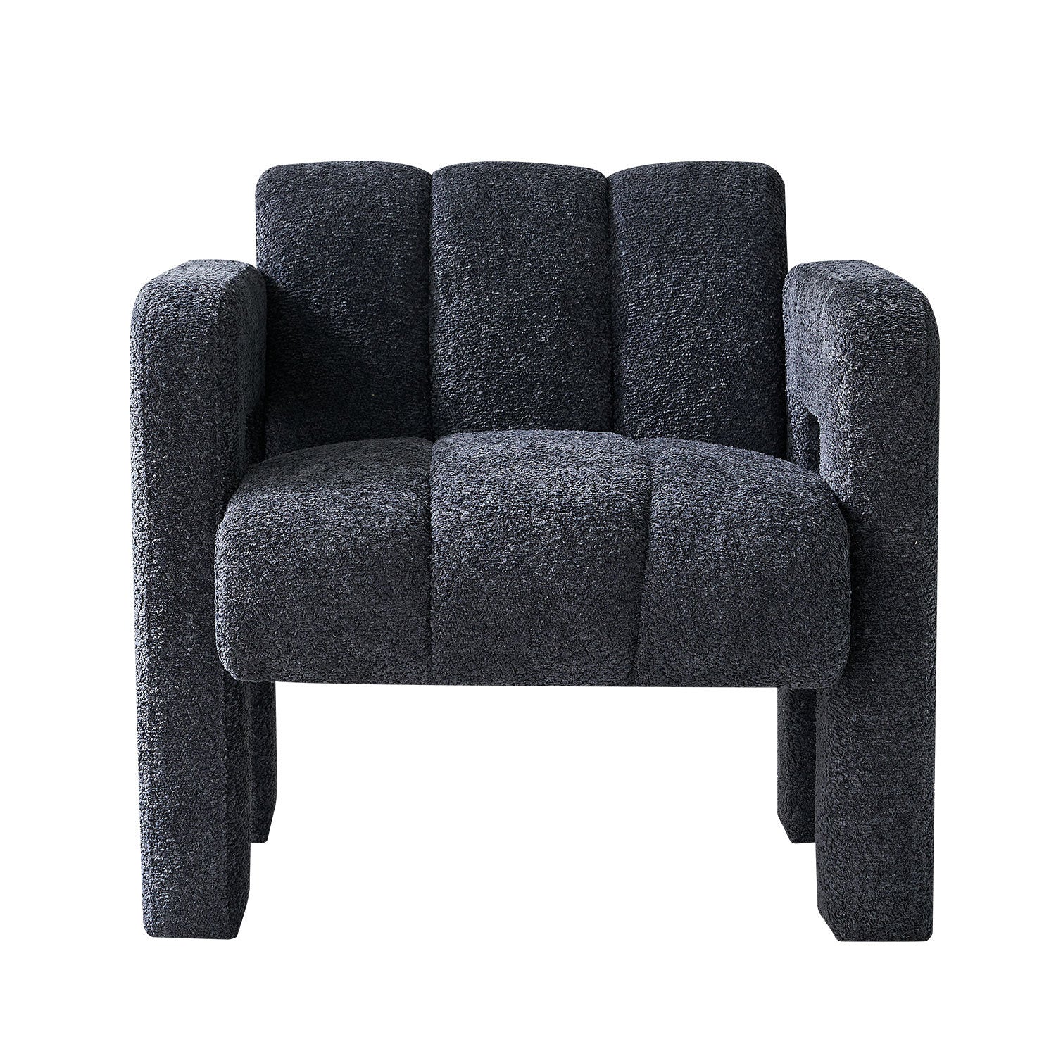 31.10" Wide Boucle Upholstered Accent Chair Dark Grey Primary Living Space Modern Fiber Foam And Polyester Fiber Pad Boucle