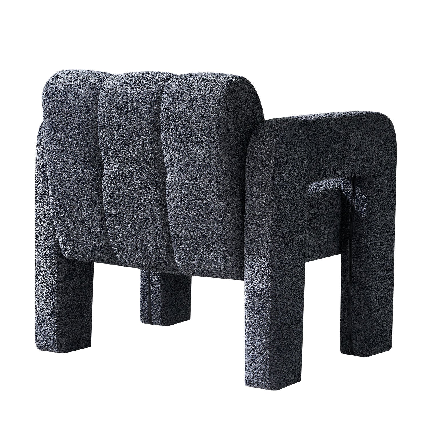 31.10" Wide Boucle Upholstered Accent Chair Dark Grey Primary Living Space Modern Fiber Foam And Polyester Fiber Pad Boucle