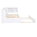 Twin Size Daybed With Trundle, Storage Cabinets And Usb Ports, White Box Spring Not Required Twin White Wood Solid Wood Mdf
