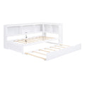 Twin Size Daybed With Trundle, Storage Cabinets And Usb Ports, White Box Spring Not Required Twin White Wood Solid Wood Mdf