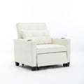 Futon Chair Bed Convertible Chair 3 In 1 Pull Out Sleeper Chair Beds With Usb Ports,Wear Resistant And Anti Scratch, Armchair Bed Sleeper For Living Room White Leather White Foam Leather 1 Seat