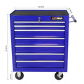 7 Drawers Multifunctional Tool Cart With Wheels Blue Blue Steel
