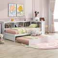 Twin Size Daybed With Trundle, Storage Cabinets And Usb Ports, White Box Spring Not Required Twin White Wood Solid Wood Mdf