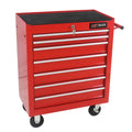 7 Drawers Multifunctional Tool Cart With Wheels Red Red Steel