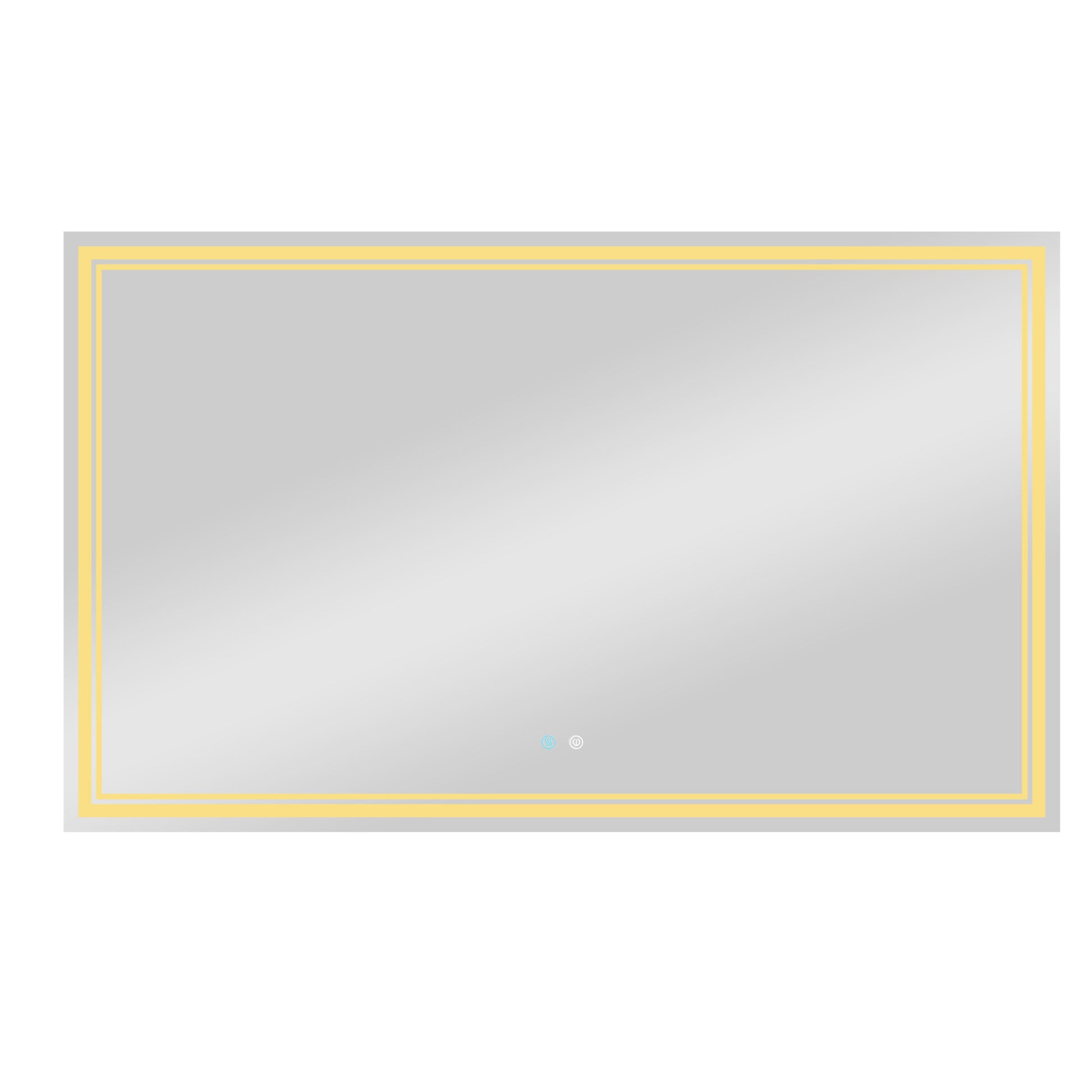 60 X 36 Led Mirror For Bathroom, Led Vanity Mirror, Adjustable 3 Color, Dimmable Vanity Mirror With Lights, Anti Fog, Touch Control Wall Mounted Bathroom Mirror,Vertical Natural Modern Glass