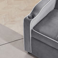 Sofa Bed, 3 In 1 Convertible Sofa Chair Bed, Adjustable Backrest Chair, Chaise Lounge With Usb Ports, Cup Holder, Side Pocket,Gray Gray Velvet