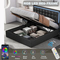 Queen Size Tufted Upholstered Platform Bed With Hydraulic Storage System,Pu Storage Bed With Led Lights,Black Black Pu