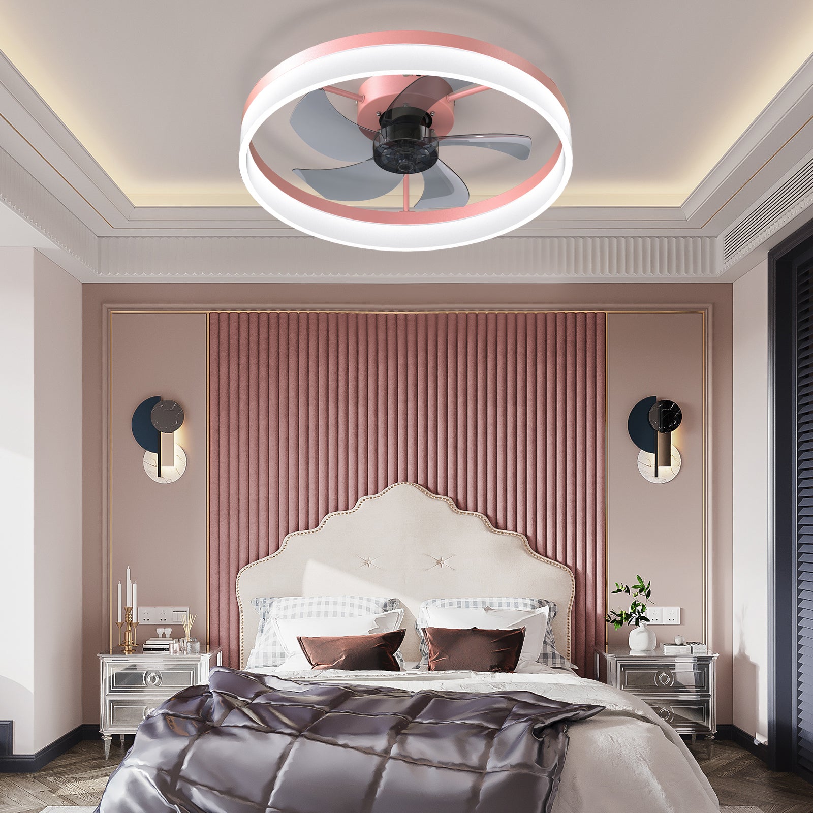 Ceiling Fans With Lights Dimmable Led Embedded Installation Of Thin Modern Ceiling Fans Pink Pink Modern Abs