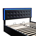 Queen Size Tufted Upholstered Platform Bed With Hydraulic Storage System,Pu Storage Bed With Led Lights,Black Black Pu