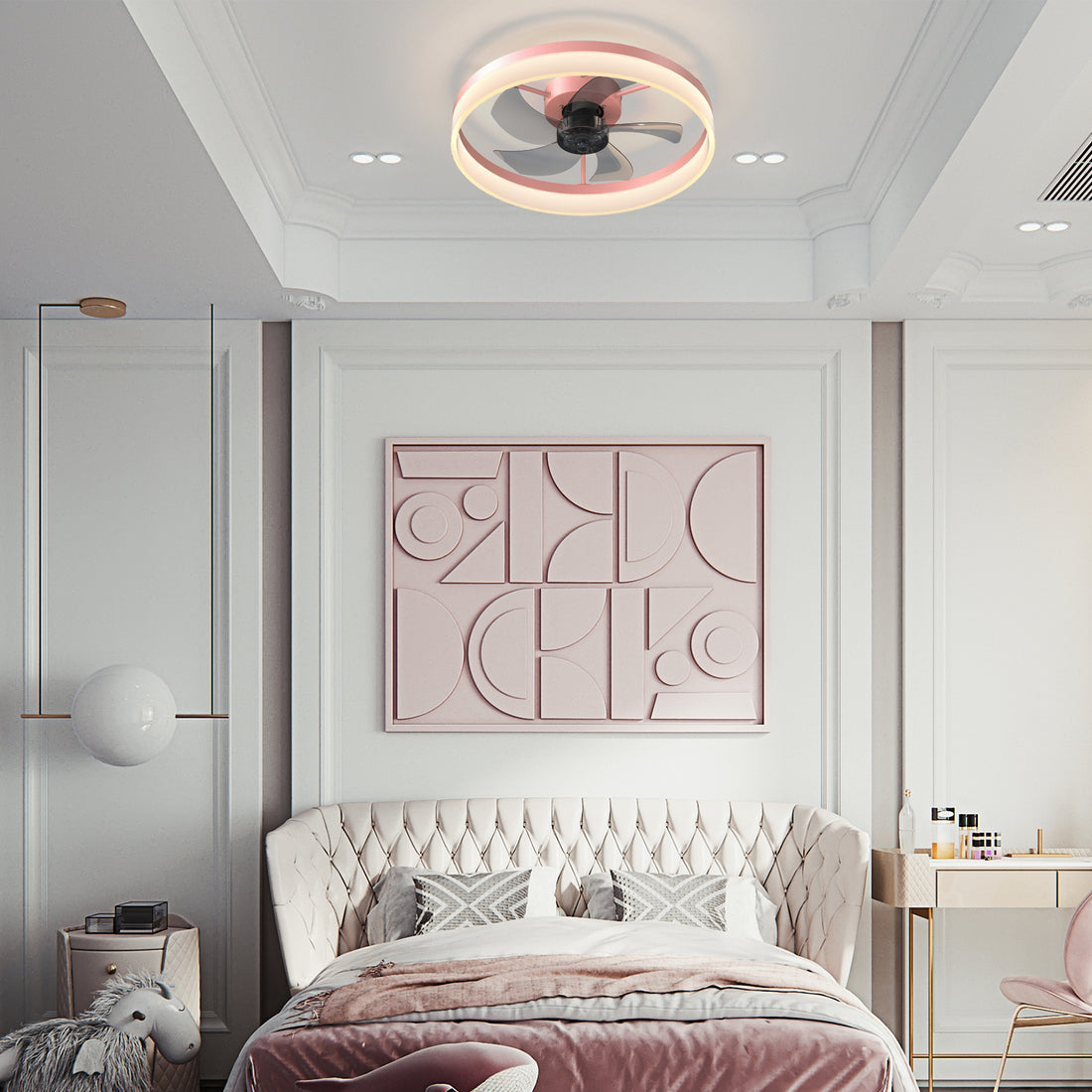Ceiling Fans With Lights Dimmable Led Embedded Installation Of Thin Modern Ceiling Fans Pink Pink Modern Abs