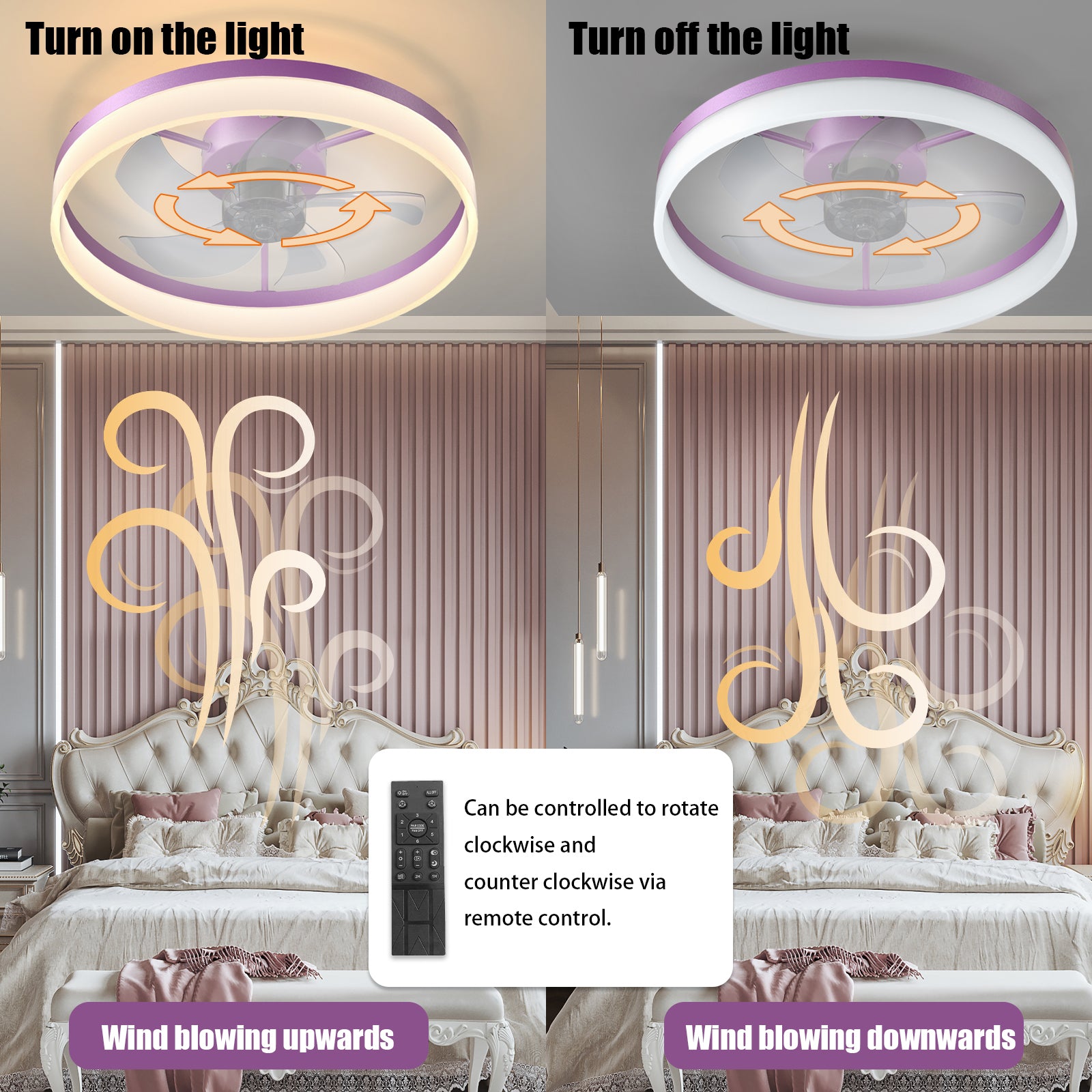 Ceiling Fans With Lights Dimmable Led Embedded Installation Of Thin Modern Ceiling Fans Purple Purple Modern Abs