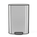 13 Gallon 50L Kitchen Foot Pedal Operated Soft Close Trash Can Stainless Steel Ellipse Bustbin S Silver Steel