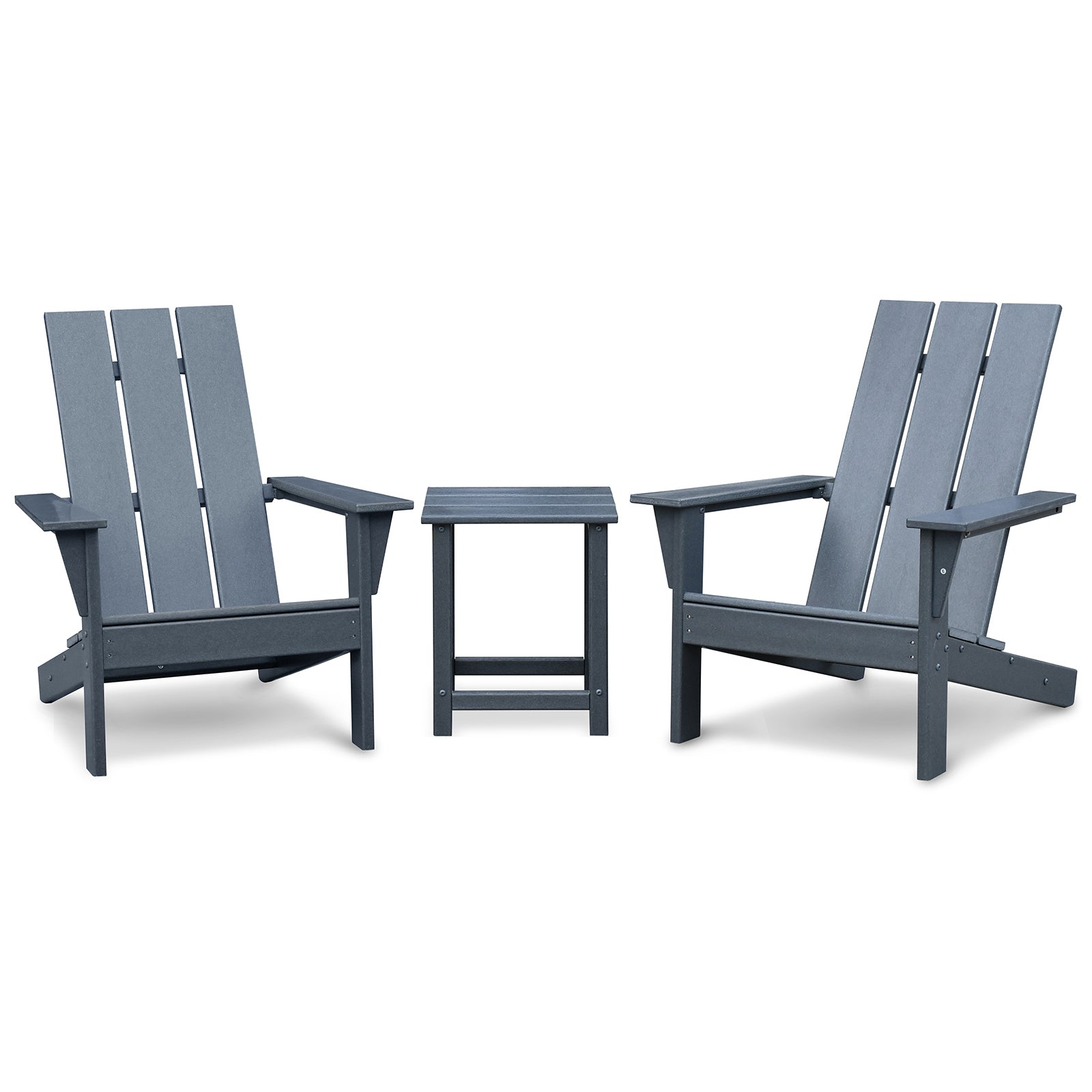 Outdoor Adirondack Chair Set Of 2 And Table Set,Hdpe All Weather Fire Pit Chair, Ergonomic Design Patio Lawn Chair For Outside Deck Garden Backyard Balcony, Grey Dark Grey Uv Resistant Frame Garden & Outdoor Beach,Modern Complete Patio Sets Hdpe