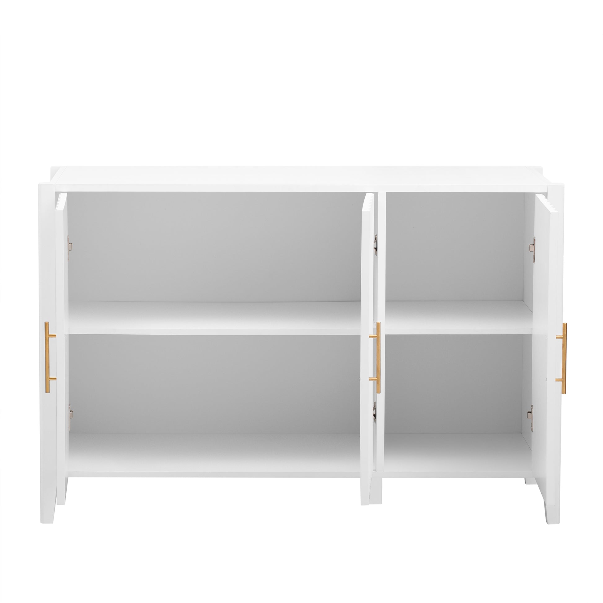 Featured Three Door Storage Cabinet With Metal Handles, Suitable For Corridors, Entrances, Living Rooms, And Study Rooms 1 2 Shelves White Primary Living Space Shelves Included American Design Mdf