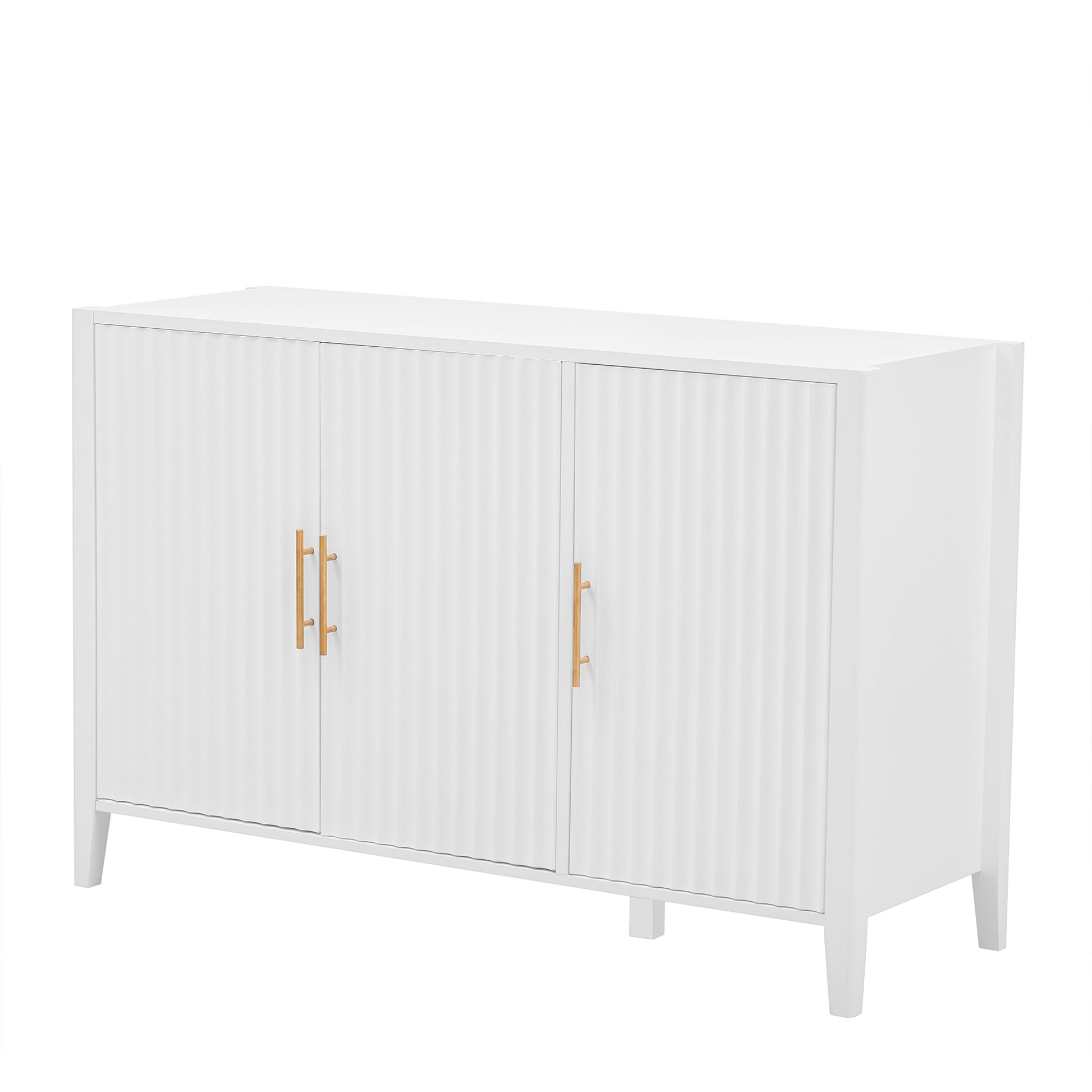 Featured Three Door Storage Cabinet With Metal Handles, Suitable For Corridors, Entrances, Living Rooms, And Study Rooms 1 2 Shelves White Primary Living Space Shelves Included American Design Mdf