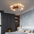Low Profile Caged Ceiling Fan With Lights Remote Control, Embedded Modern Industrial Ceiling Fan White Modern Abs