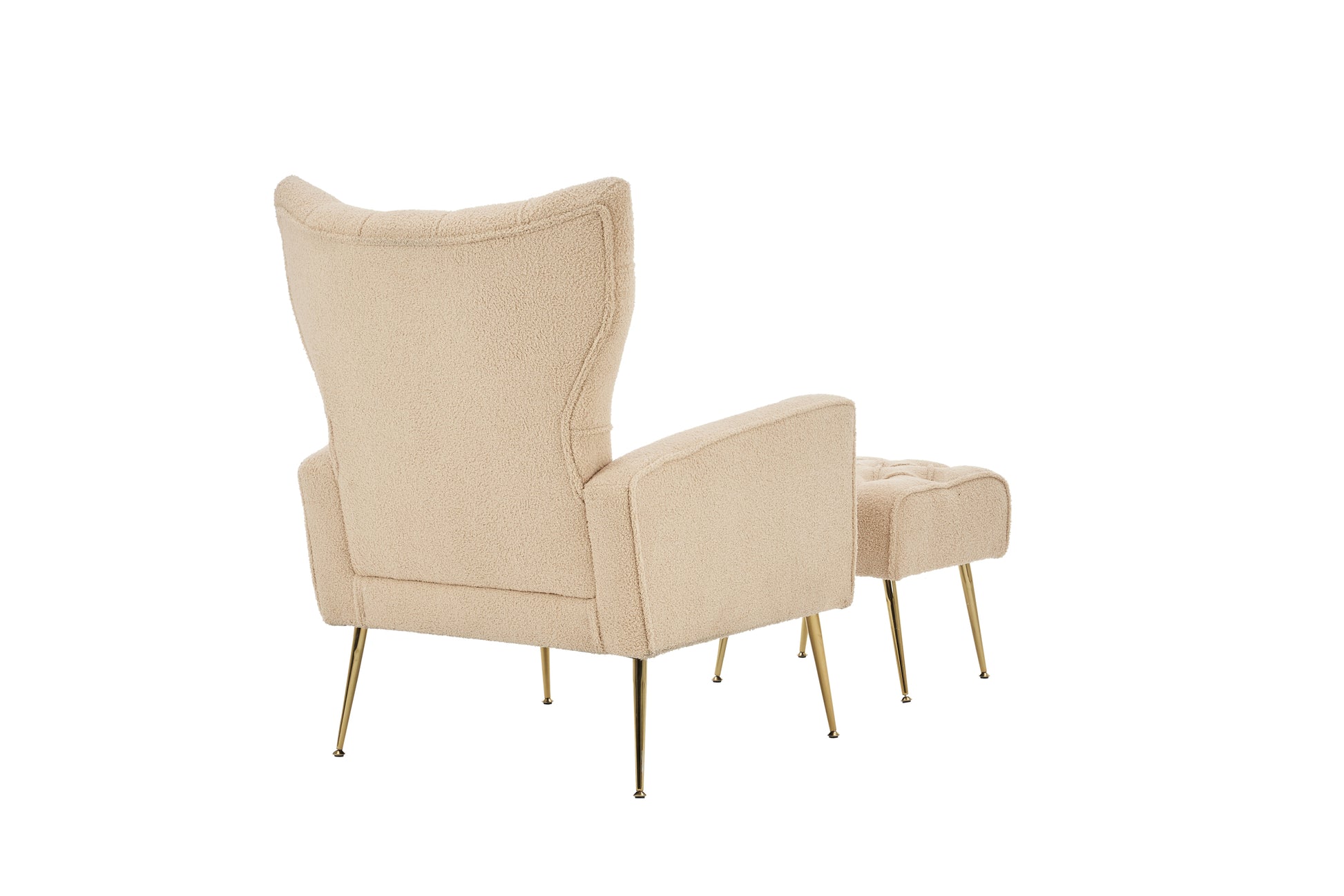 Modern Accent Chair With Ottoman, Comfy Armchair For Living Room, Bedroom, Apartment, Office Nude Cream Primary Living Space Classic Polyester