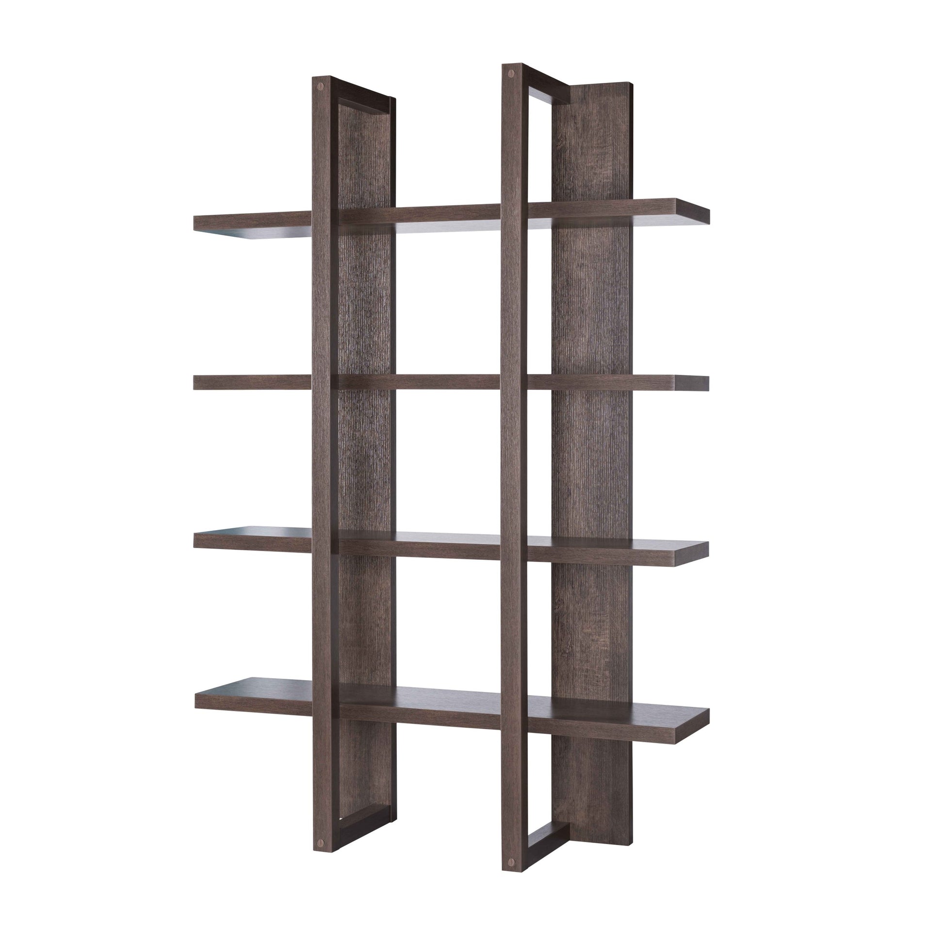 Wooden 4 Tier Display Organizing Cabinet, Tall Bookcase With Open Shelving Walnut Oak Walnut Particle Board