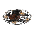 Low Profile Caged Ceiling Fan With Lights Remote Control, Embedded Modern Industrial Ceiling Fan Black Modern Abs