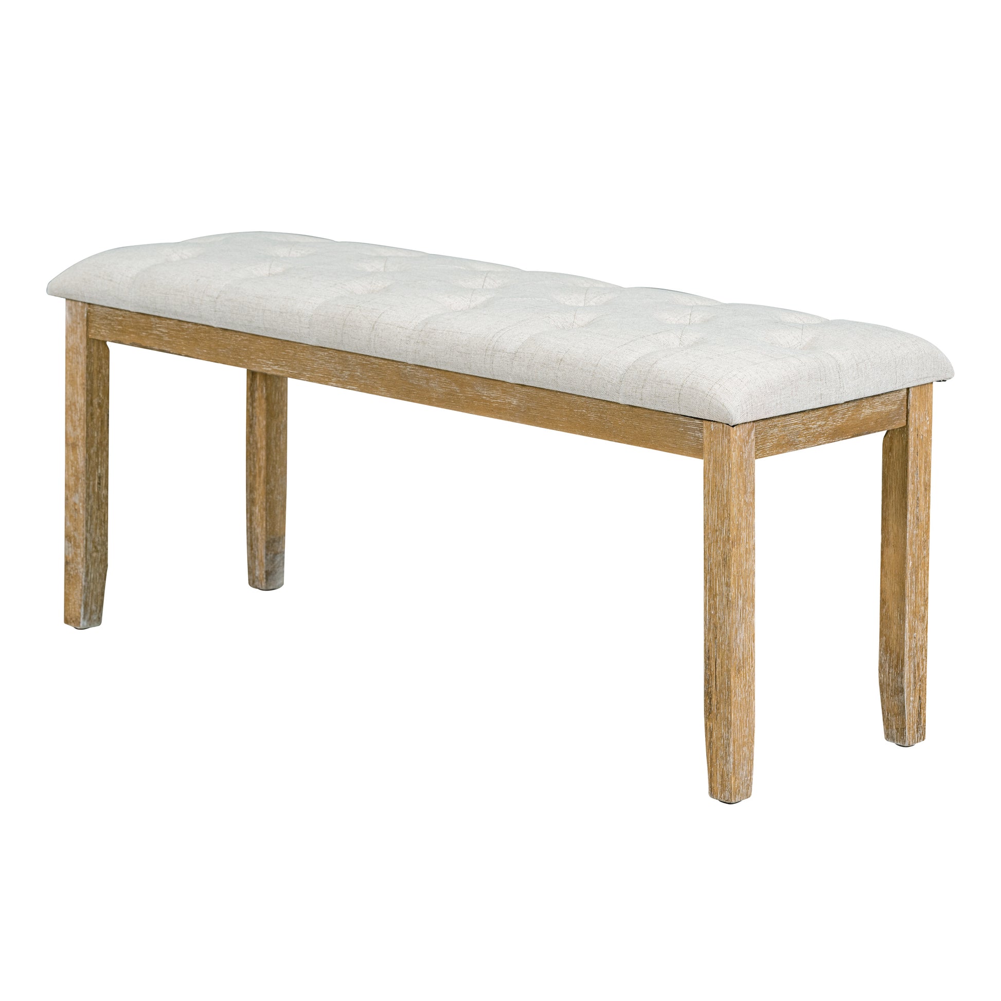 6 Piece Retro Rectangular Dining Table Set, Table With Unique Legs And 4 Upholstered Chairs & 1 Bench For Dining Room And Kitchen Natural Wood Wash Natural Wood Wash Lvl